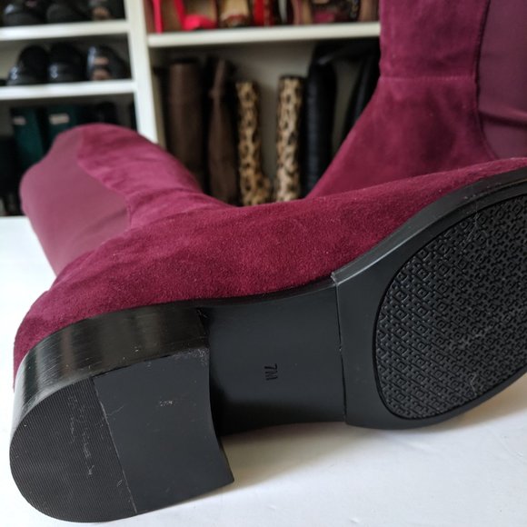 TORY BURCH Burgundy Over the Knee Suede OTK Boots - Picture 8 of 8